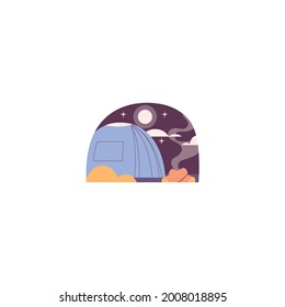 Camping Sticker On White Background