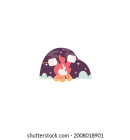 Camping Sticker On White Background
