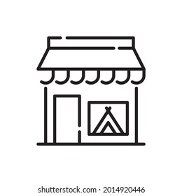 Camping Store vector outline icons style illustration. EPS 10 file