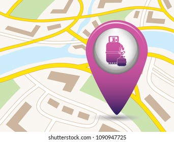 Camping stove with gas bottle icon vector. Vector illustration.


