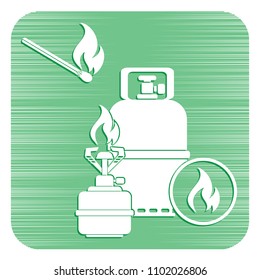 Camping stove with gas bottle icon vector. Vector illustration.

