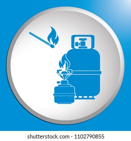 Camping stove with gas bottle icon vector. Vector illustration.


