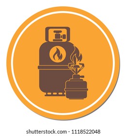 Camping stove with gas bottle icon. Flat icon isolated. Vector illustration

