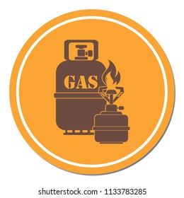 Camping stove with gas bottle icon vector. Vector illustration.

