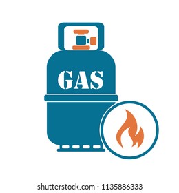 Camping stove with gas bottle icon vector. Vector illustration.

