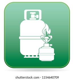 Camping stove with gas bottle icon vector. Vector illustration.

