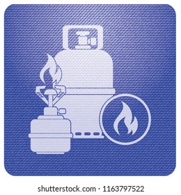 Camping stove with gas bottle icon. Vector illustration.

