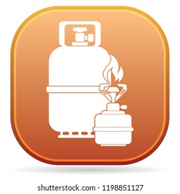 Camping stove with gas bottle icon vector. Vector illustration.

