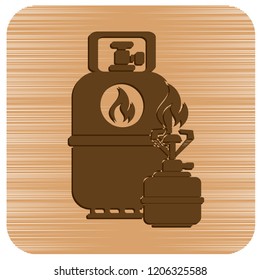 Camping stove with gas bottle icon. Flat icon isolated. Vector illustration

