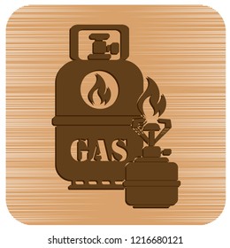 Camping stove with gas bottle icon. Vector illustration.


