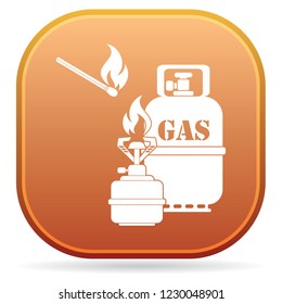 Camping stove with gas bottle icon vector. Vector illustration.

