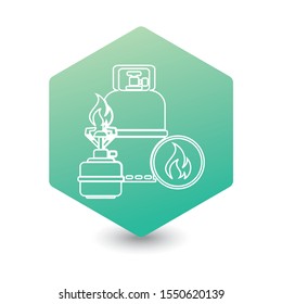 Camping stove with gas bottle icon. Vector illustration.

