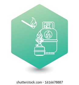 Camping stove with gas bottle icon vector. Vector illustration.

