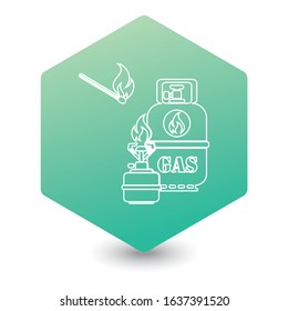 Camping stove with gas bottle icon vector. Vector illustration.

