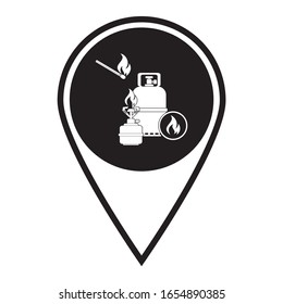 Camping stove with gas bottle icon vector. Vector illustration.

