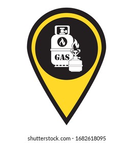 Camping stove with gas bottle icon. Vector illustration.

