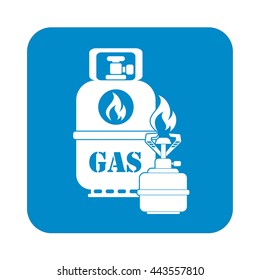 Camping stove with gas bottle icon vector. Vector illustration.

