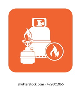 Camping stove with gas bottle icon vector. Vector illustration.

