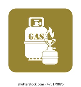 Camping stove with gas bottle icon vector. Vector illustration.

