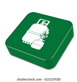 Camping stove with gas bottle icon vector. Vector illustration.


