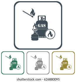 Camping stove with gas bottle icon vector. Vector illustration.

