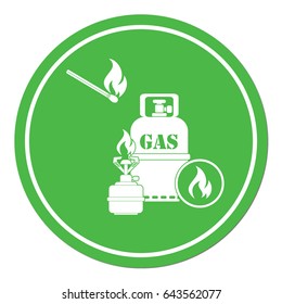 Camping stove with gas bottle icon vector. Vector illustration.

