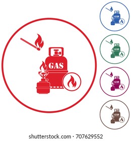 Camping stove with gas bottle icon vector. Vector illustration.

