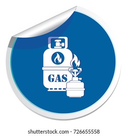 Camping stove with gas bottle icon. Vector illustration.

