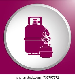 Camping stove with gas bottle icon vector. Vector illustration.

