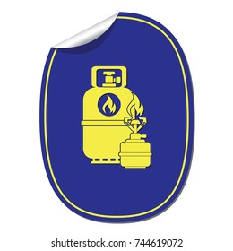 Camping stove with gas bottle icon. Flat icon isolated. Vector illustration

