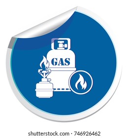 Camping stove with gas bottle icon. Vector illustration.

