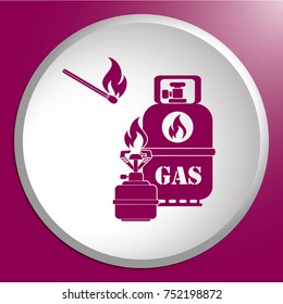 Camping stove with gas bottle icon vector. Vector illustration.

