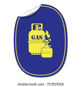 Camping stove with gas bottle icon vector. Vector illustration.

