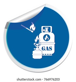 Camping stove with gas bottle icon vector. Vector illustration.

