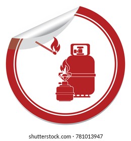 Camping stove with gas bottle icon vector. Vector illustration.

