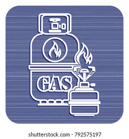 Camping stove with gas bottle icon. Vector illustration.

