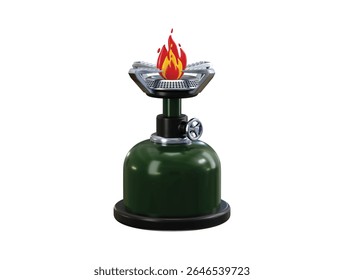 Camping stove icon 3d render concept of travel cooking gas stove icon vector illustration