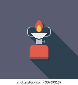 Camping stove icon. Flat vector related icon with long shadow for web and mobile applications. It can be used as - logo, pictogram, icon, infographic element. Vector Illustration.
