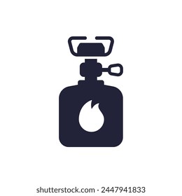 camping stove icon, portable gas burner pictogram on white