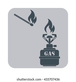 Camping stove icon vector. Flat icon isolated on the gray background. Vector illustration.