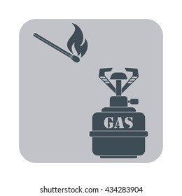 Camping stove icon vector. Flat icon isolated on the gray background. Vector illustration.

