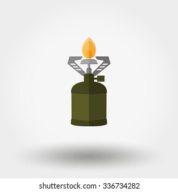 Camping stove. Icon for web and mobile application. Vector illustration on a white background. Flat design style.