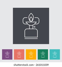 Camping stove. Outline icon on the button. Vector illustration.