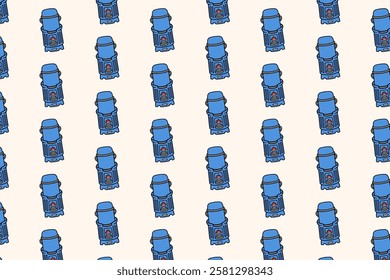 camping stove portable with tube shape, pot colorful pattern on white background. doodle outdoor stove seamless pattern background. furnace fireplace seamless pattern for camping adventure merchandise