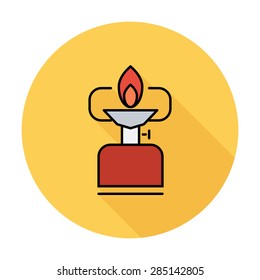 Camping stove. Single flat color icon on the circle. Vector illustration.