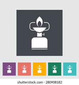 Camping stove. Single flat icon on the button. Vector illustration.