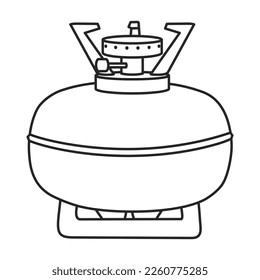 Camping stove vector outline icon. Vector illustration furnace travel on white background. Isolated outline illustration icon of camping stove .