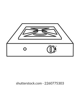 Icono de contorno vectorial de la estufa de camping. Viaje del horno de ilustración del vector sobre fondo blanco. Icono de ilustración aislada de la estufa de camping .