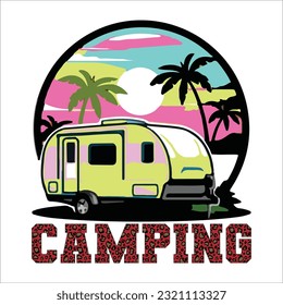 Diseño de sublimación de camping, diseño de camisetas