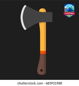 Camping summer Axe icon. Outdoor camp tourism. Isolated vector illustration in cartoon style